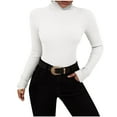 thumbnail image 1 of Womens Sweater Turtleneck Ribbed Knit Basic Pullover Sweater Slim Long Sleeve Soft Solid Color Tops Blouse Casual Basic Rib Tops, 1 of 6