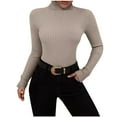 thumbnail image 1 of Womens Sweater Turtleneck Ribbed Knit Basic Pullover Sweater Slim Long Sleeve Soft Solid Color Tops Blouse Casual Basic Rib Tops, 1 of 6