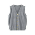 thumbnail image 1 of Womens Sweater Vest Button Down Sleeveless Soft Casual V Neck Knitwear Tops Waistcoat Solid Color Knitted Jacket (One Size, Gray), 1 of 3