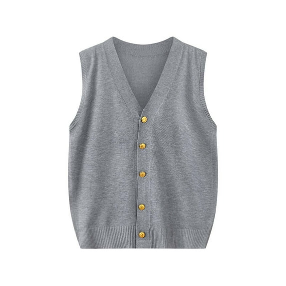 Womens Sweater Vest Button Down Sleeveless Soft Casual V Neck Knitwear Tops Waistcoat Solid Color Knitted Jacket (One Size, Gray)