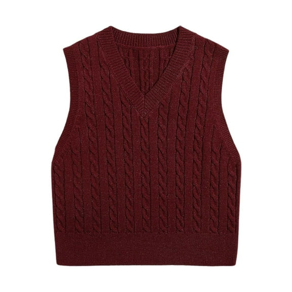 Womens Sweater Vest Cropped Pullover for Weekend Outfits Women's V Neck Knitted Pullover Vest Sweater Sleeveless Top