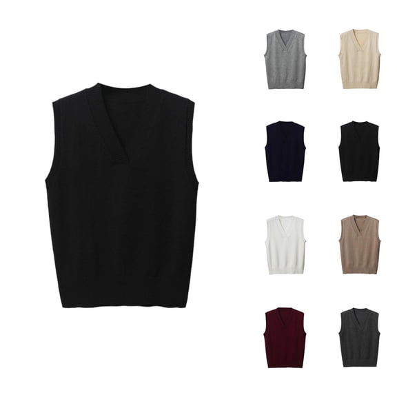 Womens Sweater Vest V Neck Cardigan Open Front for Easy Layering Women's Knit Sleeveless Pullover Thin Casual Stretchable Soft Comfortable Lightweight Tops For Fall Winter Spring Everyday Wear