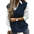 thumbnail image 1 of Womens Sweater Vest V Neck Sleeveless Yellow Sweaters for Women Cable Knit Solid Color Tops Loose Casual Soft Sweater, 1 of 9