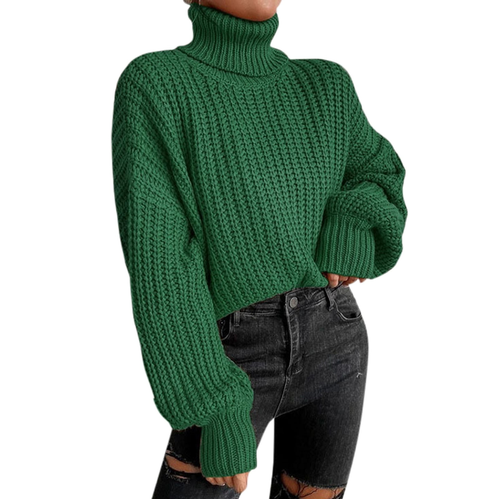 Womens Sweater Winter Fashion Oversized Knitted Turtleneck Nylon Cotton