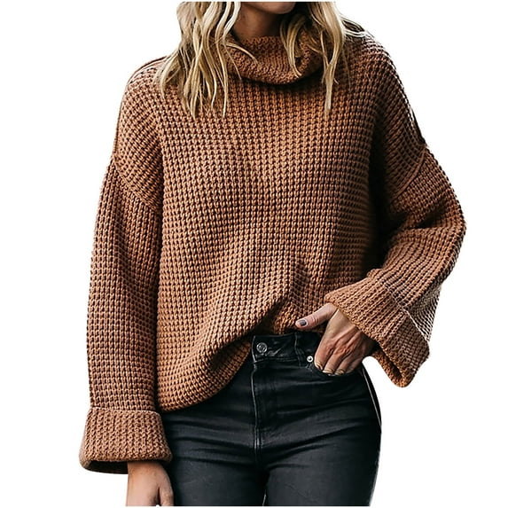 Womens Sweaters 2025 Casual Crewneck Long Sleeve Lightweight Knit Pullover Sweater Tops Fall Clothes Khaki S