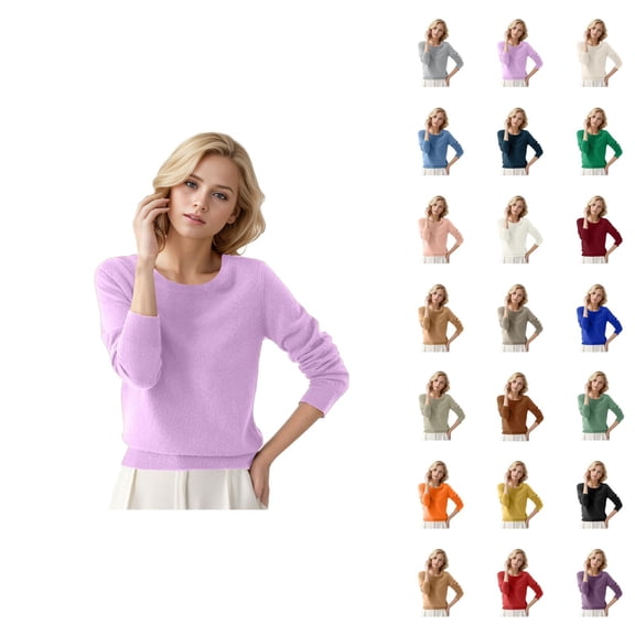Womens Sweaters 2026 Fall Winter Trendy Long Sleeve Crewneck Basic Soft Knitted Sweaters Pullover Top