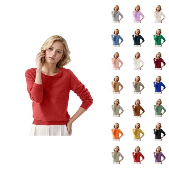 Womens Sweaters 2026 Fall Winter Trendy Long Sleeve Crewneck Basic Soft Knitted Sweaters Pullover Top