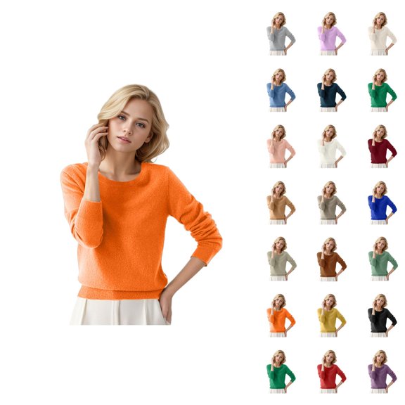 Womens Sweaters 2026 Fall Winter Trendy Long Sleeve Crewneck Basic Soft Knitted Sweaters Pullover Top
