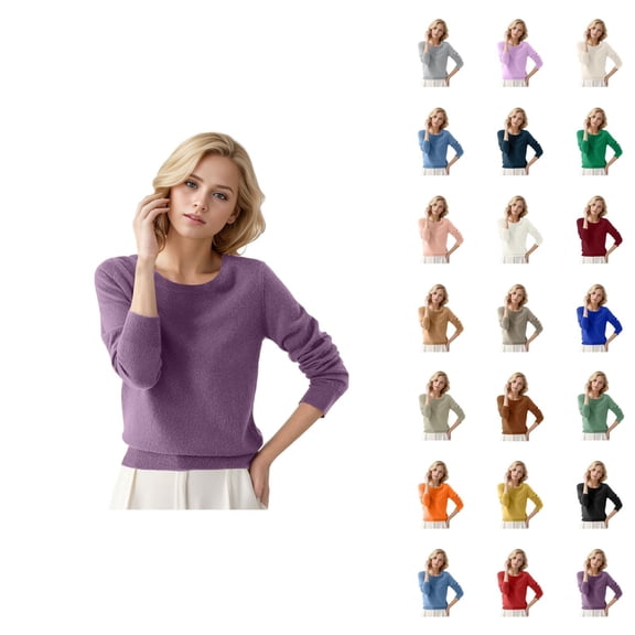 Womens Sweaters 2026 Fall Winter Trendy Long Sleeve Crewneck Basic Soft Knitted Sweaters Pullover Top