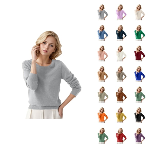 Womens Sweaters 2026 Fall Winter Trendy Long Sleeve Crewneck Basic Soft Knitted Sweaters Pullover Top