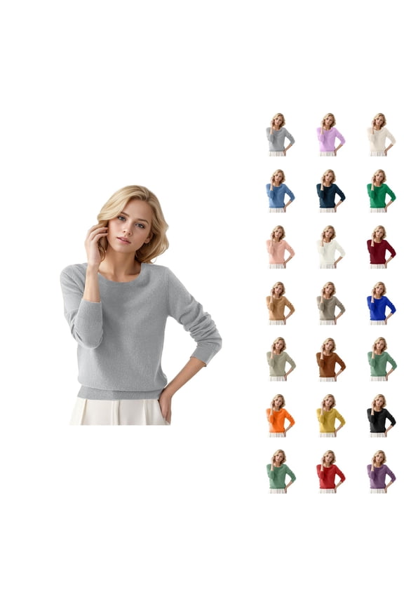 Womens Sweaters 2026 Fall Winter Trendy Long Sleeve Crewneck Basic Soft Knitted Sweaters Pullover Top
