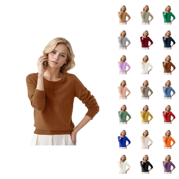 Womens Sweaters 2026 Fall Winter Trendy Long Sleeve Crewneck Plain Cozy Knitted Sweaters Pullover Top