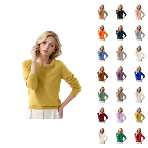 Womens Sweaters 2026 Fall Winter Trendy Long Sleeve Crewneck Soft Plain Knitted Sweaters Pullover Top