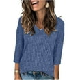 thumbnail image 1 of Womens Sweaters 3/4 Length Sleeve Casual Tunic Tops V Neck Shirts Fall Fashion Clothes 2025, 1 of 4