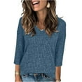 thumbnail image 1 of Womens Sweaters 3/4 Length Sleeve Casual Tunic Tops V Neck Shirts Fall Fashion Clothes 2025, 1 of 4