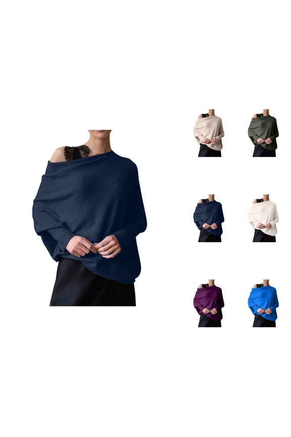 Womens Sweaters, Boat Neck Sweaters for Women, Long Sleeve Soft Knit Pullover, Loose Baggy Top for Casual