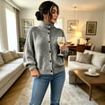 thumbnail image 1 of Womens Sweaters Button Front Chunky Knit Cardigan High Neck Long Sleeve Fall Winter Casual Coats, 1 of 4