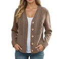 thumbnail image 1 of Womens Sweaters Cardigan Knit Button Down Light Coffee Sweaters for Women Comfort Colors Fall Outfit Winter Office Outfits for Women, 1 of 5