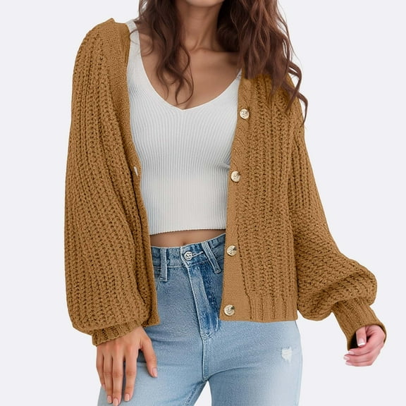 Womens Sweaters Cardigan Knit Button Up Light Yellow Sweaters for Women Warm Sweaters Fall Fashion Must Haves Best Cardigans for Women