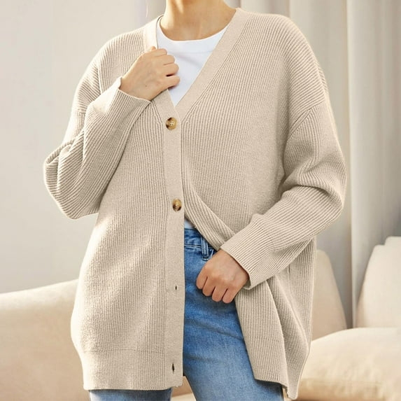 Womens Sweaters Cardigan Knitted Button Down Light Beige Sweaters for Women Comfort Colors Winter Outfits Cute Sweaters