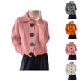 thumbnail image 1 of Womens Sweaters, Cardigan Sweaters for Women, Big Button Knit Jacket, Retro Lapel for Loose Lazy Style Wear, 1 of 4