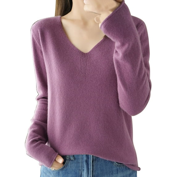 Womens Sweaters Casual Long Sleeve V Neck Shirts Teen Girls Soft Lightweight Pullover Sweater Tops