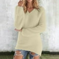 thumbnail image 1 of Womens Sweaters Casual V Neck Fleece Pullover Long Sleeve Thermal Soft Fuzzy Fashion Sweater Winter Clothes (XXL, Beige), 1 of 7