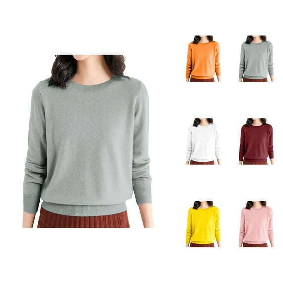Womens Sweaters, Crew Neck Sweaters for Women, Solid Color Casual Pullover, Everyday Wear Comfort