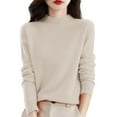 thumbnail image 1 of Womens Sweaters Crew Neck Wool Sweater Women Pullover Lightweight Cute Tops Loose Fit Oversized Sweaters Knit Oversized Sweaters for Women Long Sleeve Casual Tops for Women,Beige,XL, 1 of 5