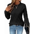 thumbnail image 1 of Womens Sweaters Crewneck Cable Knit Sweater Long Sleeve Fall Tops for Women Black L, 1 of 8