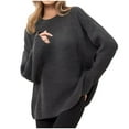 thumbnail image 1 of Womens Sweaters Crewneck Sweaters Fall Winter Loose Solid Color Casual Inner Knitwear Sweater Grey M, 1 of 4