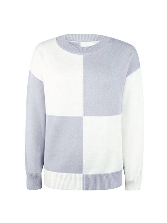 Womens Sweaters Designer Checkerboard Grid Loose Fall Winter Long Sleeve Knit Pullover Tops Blouse