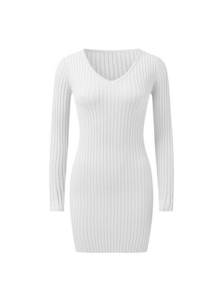 RQYYD Women's Crewneck Long Sleeve Cable Knit Short Sweater Dress Slouchy  Oversized Chunky Pullover Dresses