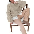 thumbnail image 1 of Womens Sweaters Fall Cable Knit Long Sleeve Crewneck Oversized Sweater Chunky Pullover Loose Outfits Light Card M, 1 of 9