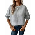 thumbnail image 1 of Womens Sweaters Fall Casual Long Sleeve Light-Weight Oversized Pullover Sweater Tops Light Gray S, 1 of 8