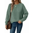 thumbnail image 1 of Womens Sweaters Fall Casual Long Sleeve Light-Weight Oversized Pullover Sweater Tops Mint Green L, 1 of 7