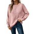 thumbnail image 1 of Womens Sweaters Fall Casual Long Sleeve Light-Weight Oversized Pullover Sweater Tops Pink S, 1 of 4