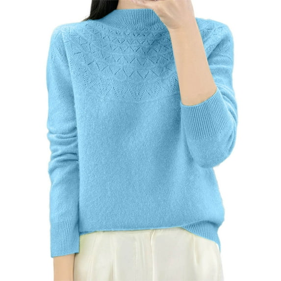 Womens Sweaters Fall Clothes Women's Oversized Pullover Sweater Soft Knit Long Sleeve Round Neck Casual Comfortable Tops Loose Fit Solid Color Basic Sweater for Fall Winter