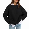 thumbnail image 1 of Womens Sweaters Fall Oversized Chunky Knitted Pullover Sweater Casual Long Sleeve Crewneck Cute Sweaters Black L, 1 of 8