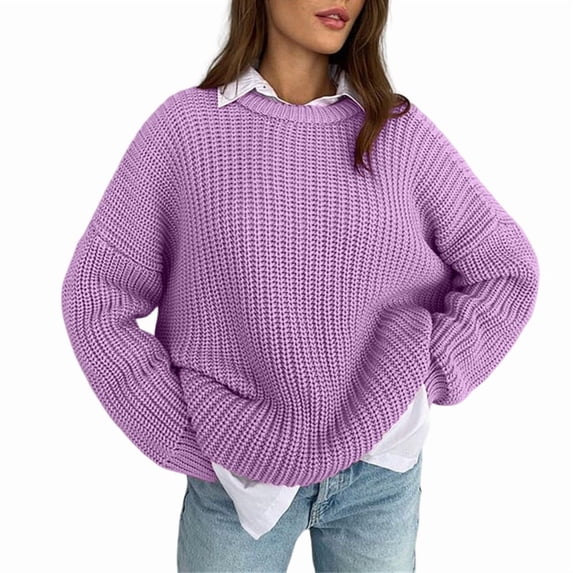 Womens Sweaters Fall Oversized Chunky Knitted Pullover Sweater Casual Long Sleeve Crewneck Cute Sweaters M
