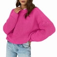 thumbnail image 1 of Womens Sweaters Fall Oversized Chunky Knitted Pullover Sweater Casual Long Sleeve Crewneck Cute Sweaters Rose Red S, 1 of 8