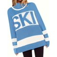 thumbnail image 1 of Womens Sweaters Fall Oversized Color Block Ski Sweater Crewneck Winter Tops, 1 of 6