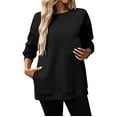 thumbnail image 1 of Womens Sweaters For Women Casual Crewneck Long Sleeve Pullover Top Soft Comfy Loose Fit Black Polyester And Cotton 1Pc Top L Fall Sweaters For Women, 1 of 8