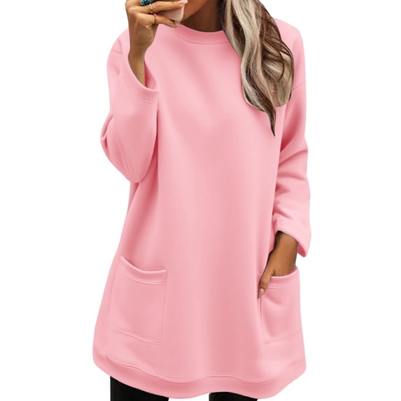 Womens Sweaters For Women Comfort Round Neck Warm Cute Long Sleeve Winter Sweatshirt Casual Style Polyester 1Pc 2Xl Fall Sweaters For Women