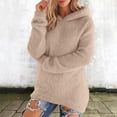 thumbnail image 1 of Womens Sweaters Hooded Long Sleeve Casual Loose Pullover Fleece Fuzzy Knitwear Tops Fall Winter Warm Sweater Khaki XXL, 1 of 9