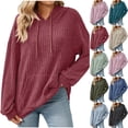thumbnail image 1 of Womens Sweaters Hoodies Casual Drawstring Knit Pullover Tops Loose Hooded Sweatshirt with Pocket 2026, 1 of 7