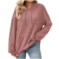thumbnail image 1 of Womens Sweaters Hoodies Casual Knit Long Sleeve Drawstring Pullover Sweatshirts Teacher Lightweight Athleisure Hooded Tops, 1 of 6