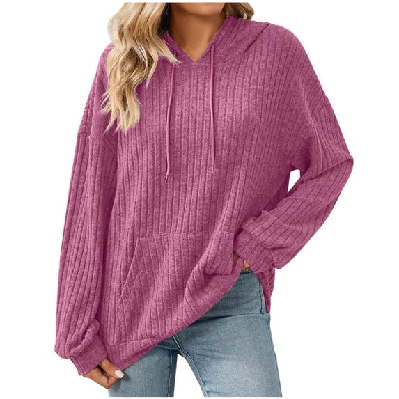 Womens Sweaters Hoodies Casual Knit Long Sleeve Drawstring Pullover Sweatshirts Teacher Lightweight Athleisure Hooded Tops