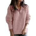 thumbnail image 1 of Womens Sweaters Long Sleeve 1/4 Zip Pullover Polo V Neck Dressy Casual Tops Oversized Sweatshirts Fall Sweaters Fashion, 1 of 5