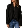 thumbnail image 1 of Womens Sweaters Long Sleeve 1/4 Zip Pullover Polo V Neck Dressy Casual Tops, 1 of 4